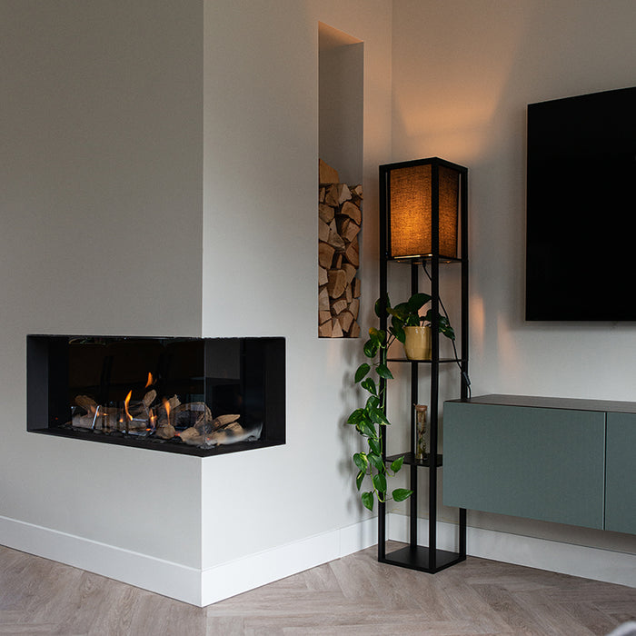 QAZQA Moderne vloerlamp zwart met stoffen kap - Stojan