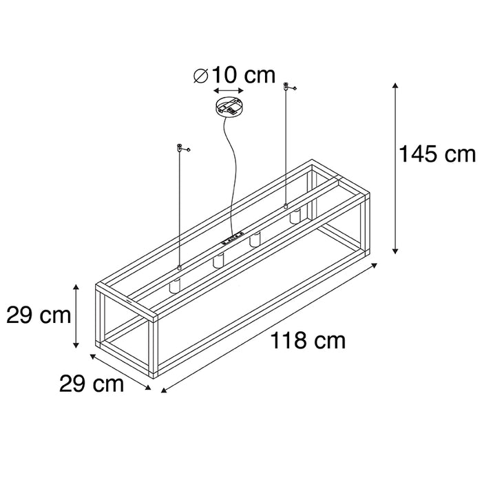 QAZQA Industriële hanglamp zwart 4-lichts - Big Cage