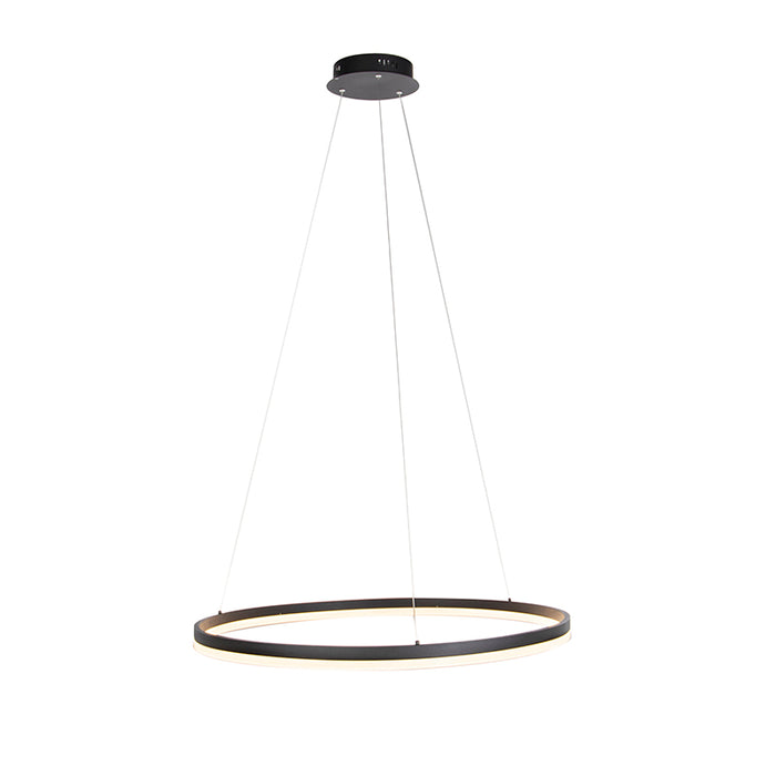 QAZQA Design hanglamp zwart 80 cm incl. LED 3-staps dimbaar - Anello