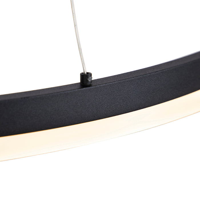 QAZQA Design hanglamp zwart 80 cm incl. LED 3-staps dimbaar - Anello