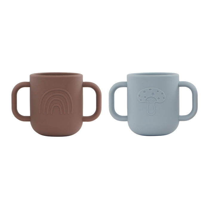 OYOY Kappu Cup Kinderbeker (Set van 2) - Bruin & Blauw