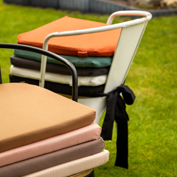 Dutch Decor - JAVA - Stoelkussen met lint Potters Clay 40x40 cm - oran