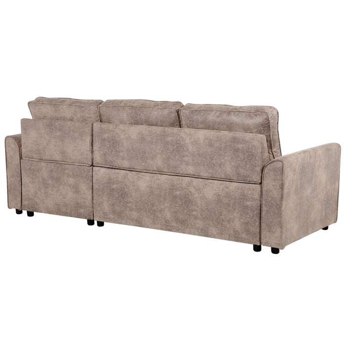 Beliani-NESNA-Hoekslaapbank-Bruin-Linkerzijde-228 cm-Kunstleer