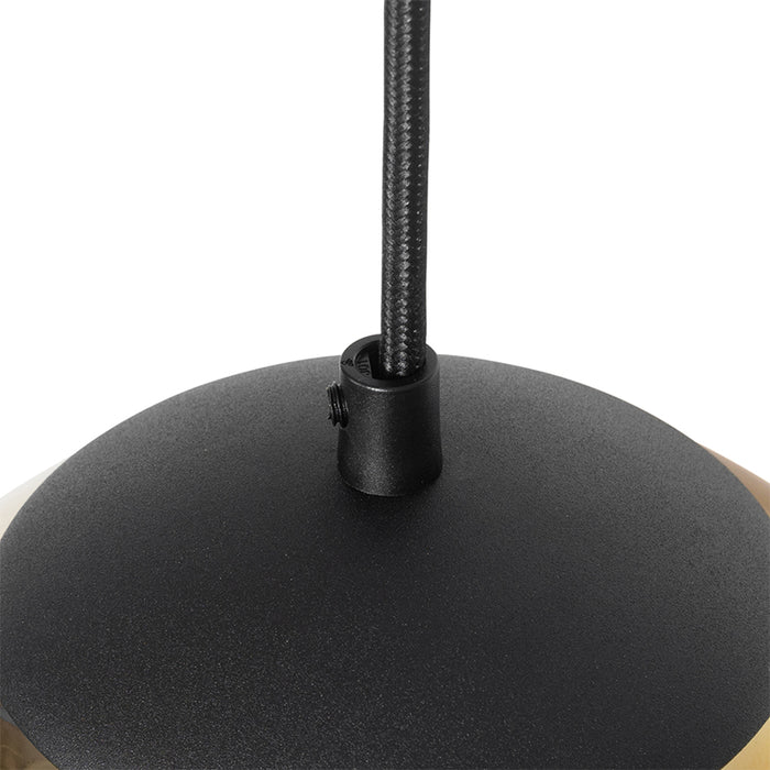 QAZQA Art deco hanglamp zwart met goud glas rond 3-lichts - pallon