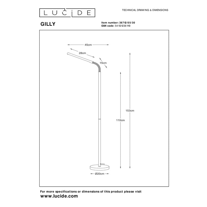 Lucide GILLY Leeslamp - Zwart