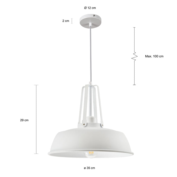 QUVIO Hanglamp rond wit - QUV5080L-WHITE