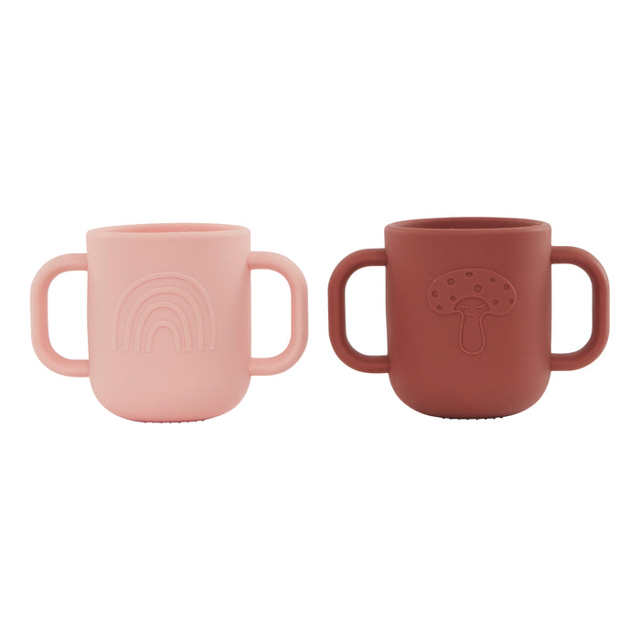OYOY Kappu Cup Kinderbeker (Set van 2) - Roze & Rood