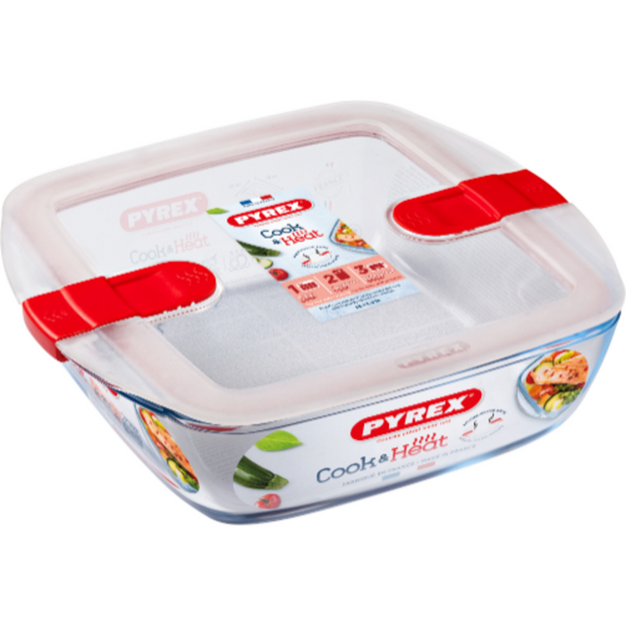 Pyrex - Schaal Vierkant met Deksel, 25 x 22 cm - Pyrex | Cook & Heat
