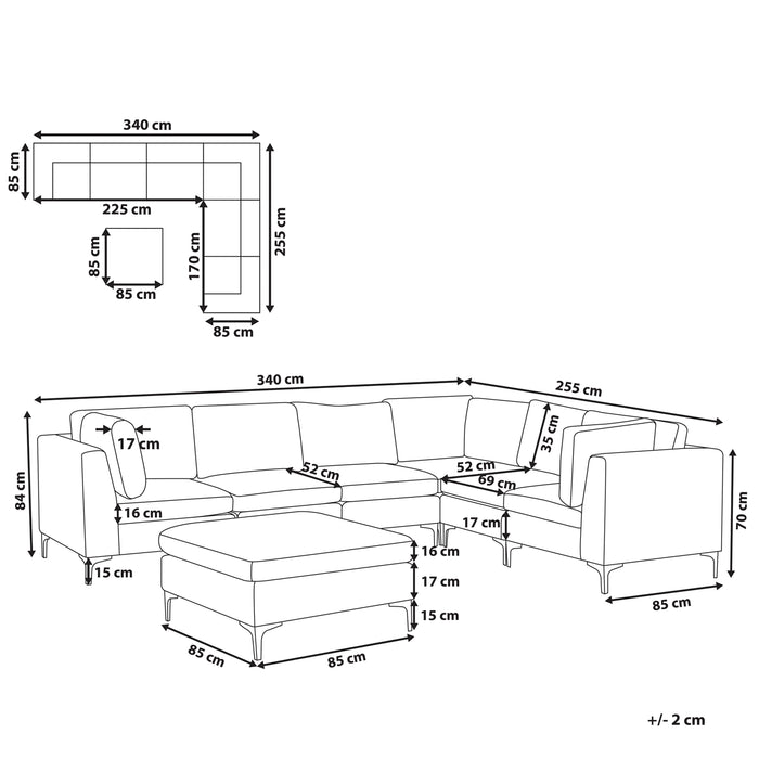 Beliani-EVJA-Hoekbank met ottomaan 6 zits-Groen-Links-300 cm-Fluweel