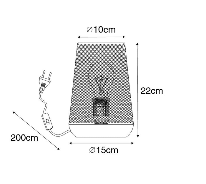 QAZQA Design tafellamp zwart met hout - Bosk