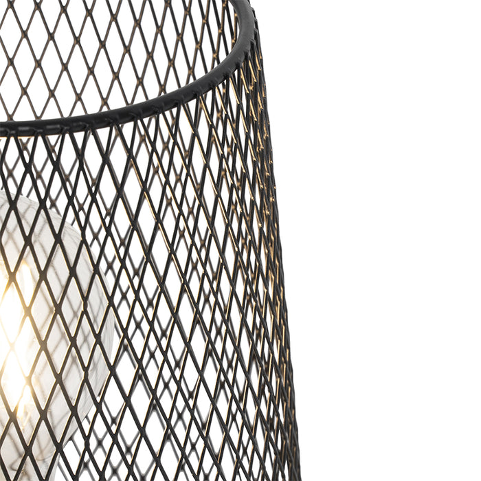 QAZQA Design tafellamp zwart met hout - Bosk