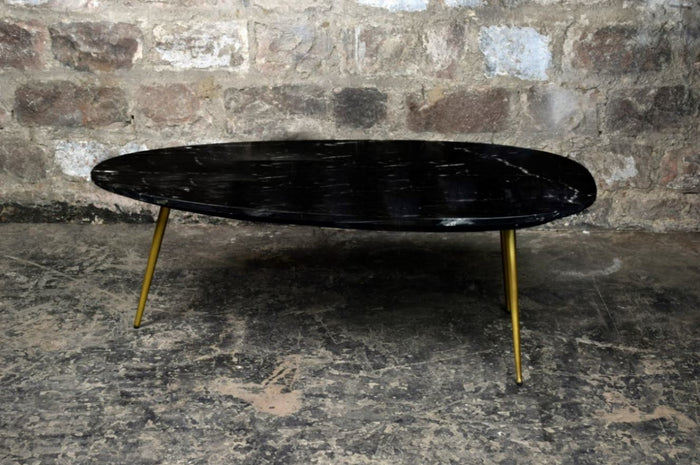 D - Livingfurn - Salontafel Organic Zwart Goud - 55x110x40 - Marmer