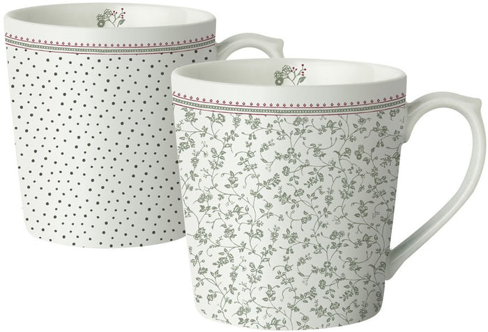 Laura Ashley Giftset 2 Bekers Stip en Groene Bloemen 32 cl.