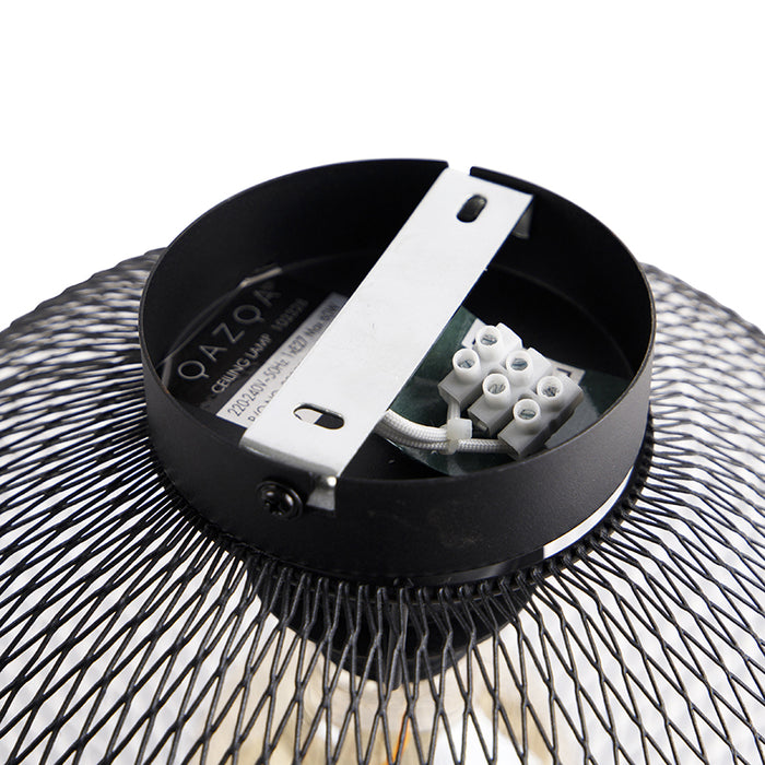 QAZQA Moderne plafondlamp zwart 30 cm - Mesh Ball