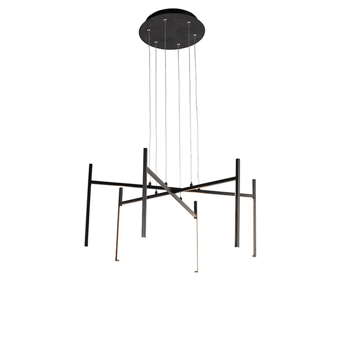 QAZQA LED Hanglamp kroon - Zwart - Design - D 89cm