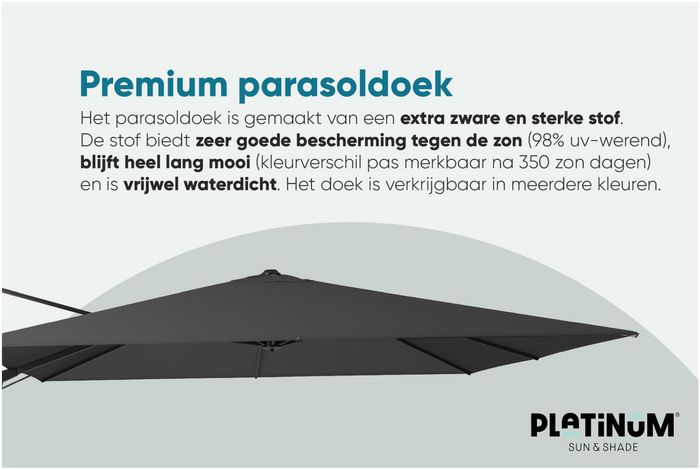 Platinum Challenger Zweefparasol T2 premium - 3x3 m. Havana Taupe