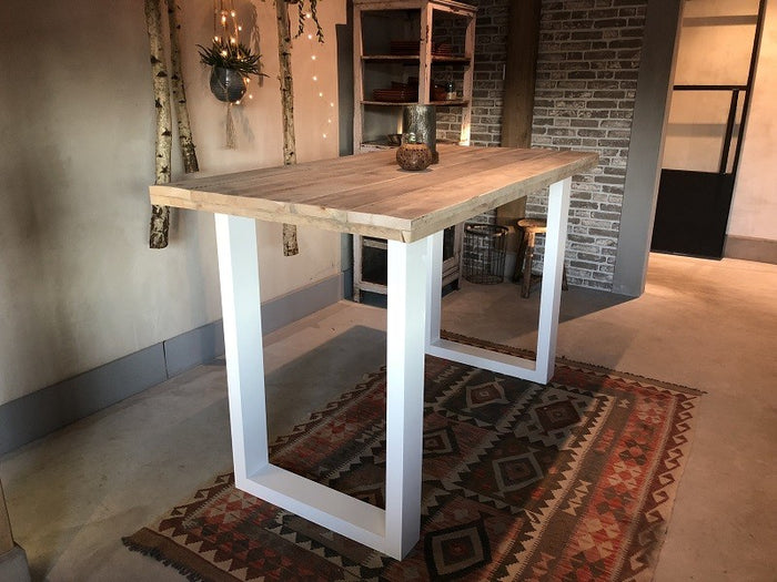 Wood4you - Bartafel New England Steigerhout - wit 160Lx110Hx90D cm