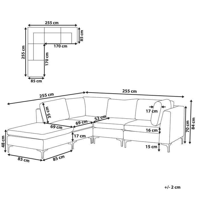 Beliani-EVJA-Hoekbank met ottomaan-Groen-Rechts-235 cm-Fluweel