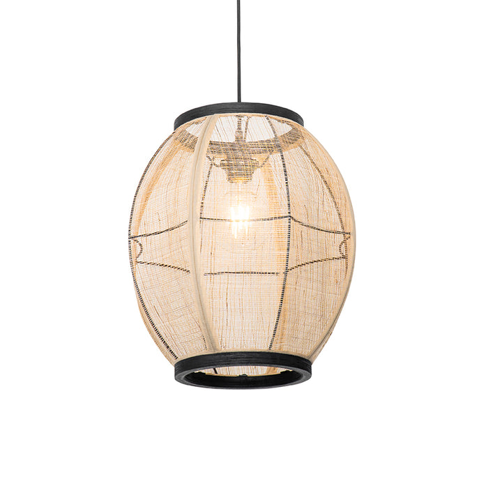 QAZQA Oosterse hanglamp bruin stof 35 cm - Rob