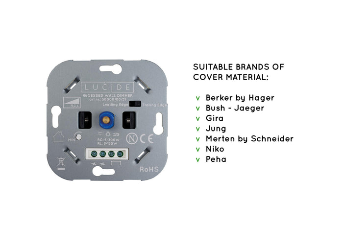 Lucide RECESSED WALL DIMMER NL Dimmer - Wit