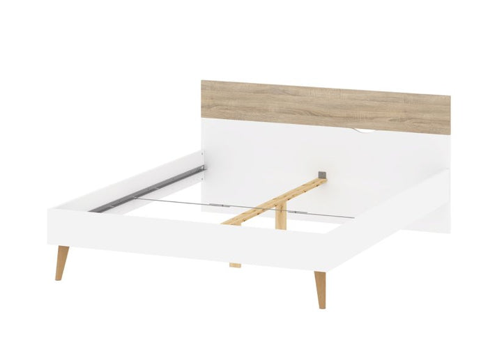 Hioshop Tweepersoonsbed Napoli 140x200 cm wit|eiken.