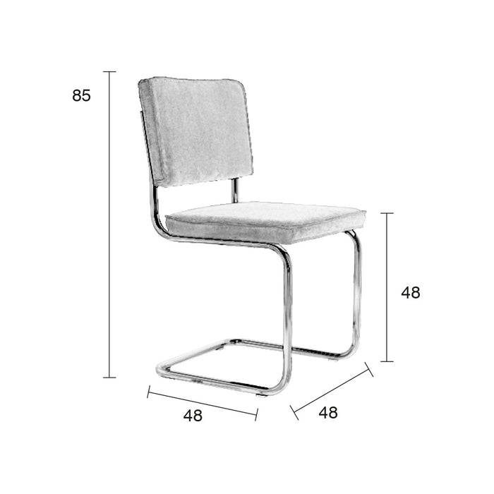Zuiver Ridge Eetkamerstoel - Ribstof - Grijs