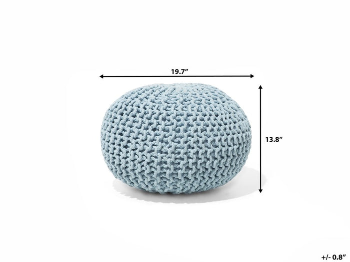 Beliani - CONRAD - Poef - Lichtblauw - 50 cm - Katoen