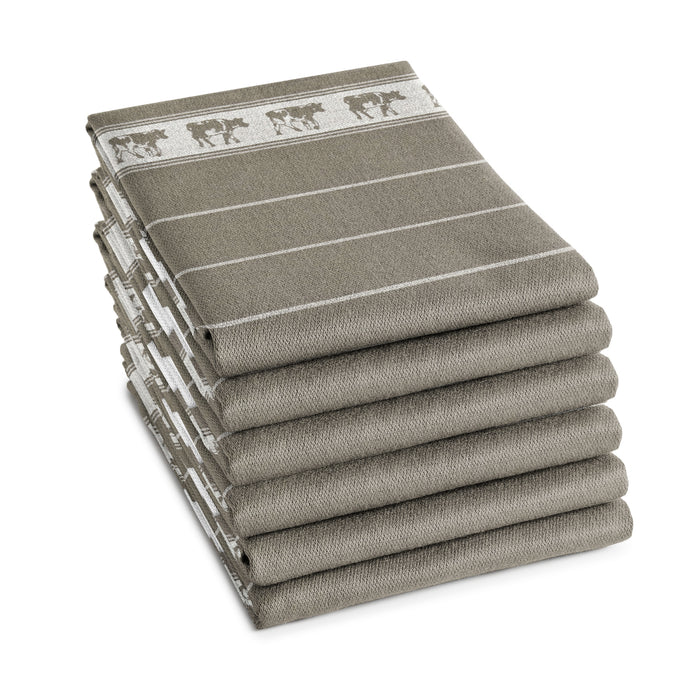DDDDD theedoek Zwart Bont - 60x65 cm - Taupe - 6 Stuks