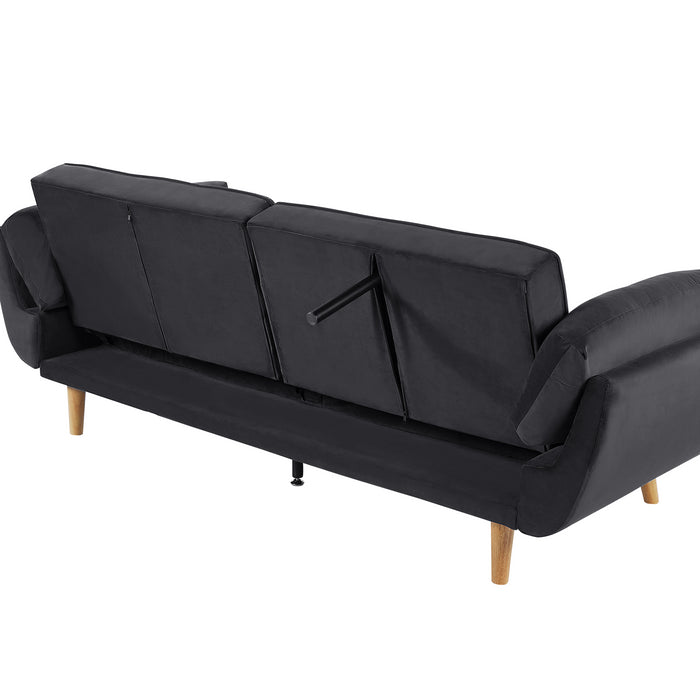 Beliani - ASBY - Slaapbank - Zwart - Fluweel