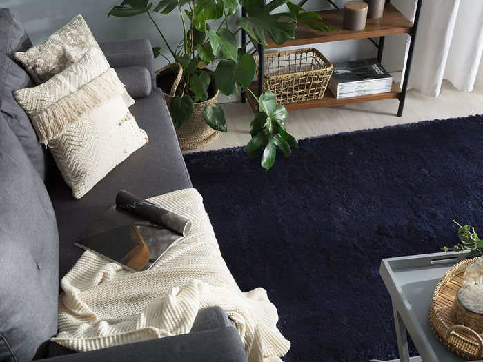 Beliani-EVREN -Shaggy vloerkleed-Blauw-200 x 300 cm-Polyester