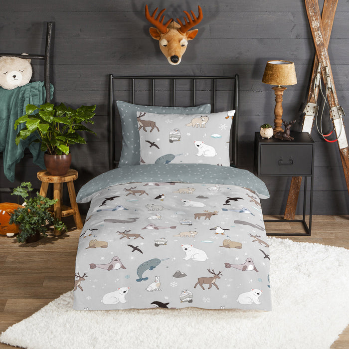 Good Morning Arctic Kinder Dekbedovertrek 140 x 220 cm - Grijs