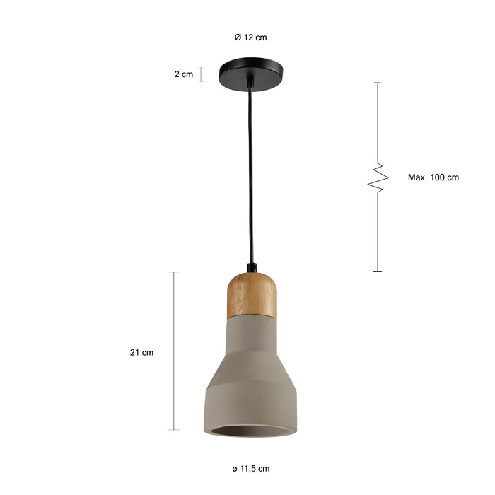 QUVIO Hanglamp hout en beton - QUV5047L-GREY