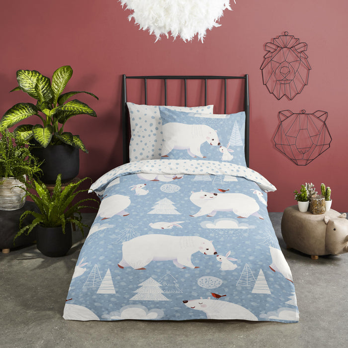 Good Morning Northpole Kinder Dekbedovertrek 140 x 220 cm - Blauw