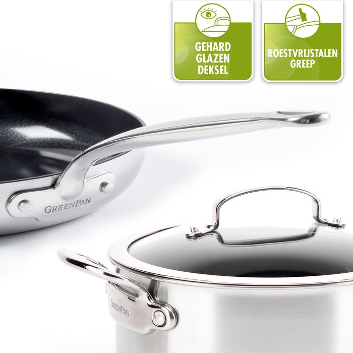 GreenPan Barcelona Evershine Wokpan Ø 30 cm - Zilver