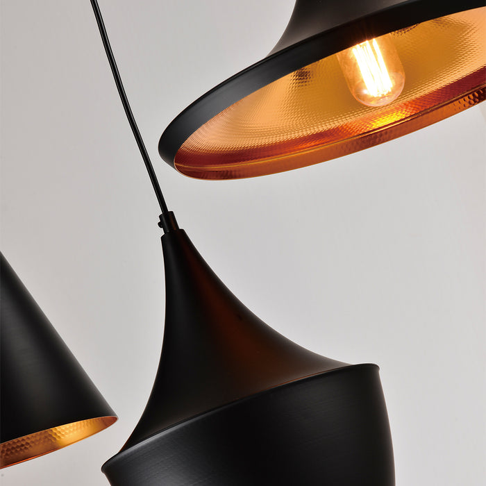 QUVIO Hanglamp 3-lichts verschillende kappen - QUV5059L-BLACK