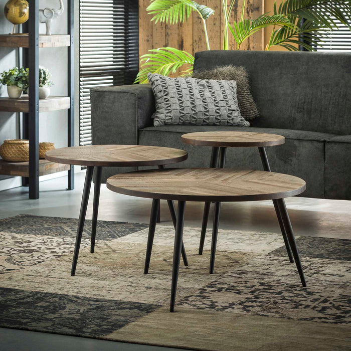 D - Hoyz - Salontafel Teca - Rond - Set van 3 - 70x70x39