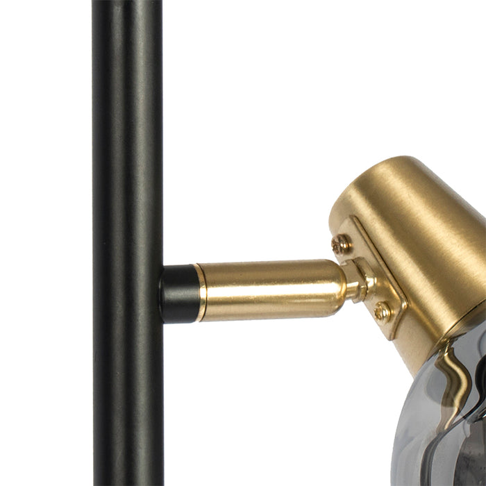 QAZQA Art deco vloerlamp zwart en goud met smoke glas 3-lichts -