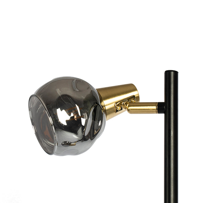 QAZQA Art deco vloerlamp zwart en goud met smoke glas 3-lichts -