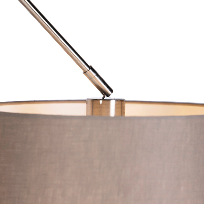 QAZQA Hanglamp staal met linnen kap taupe 35 cm - Blitz