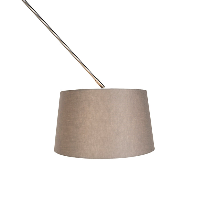 QAZQA Hanglamp staal met linnen kap taupe 35 cm - Blitz