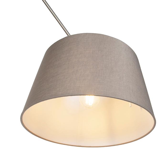 QAZQA Hanglamp staal met linnen kap taupe 35 cm - Blitz