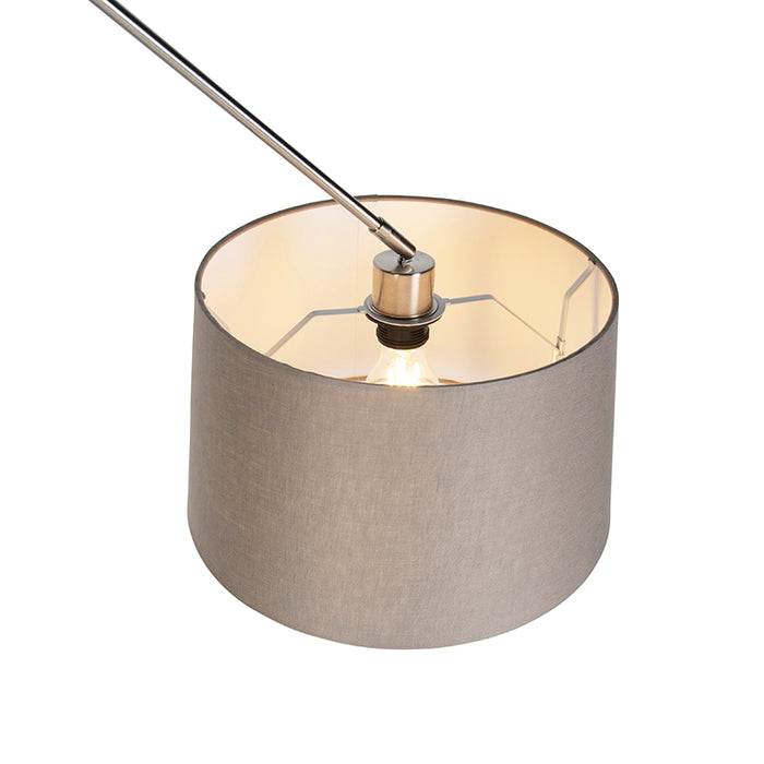 QAZQA Hanglamp staal met linnen kap taupe 35 cm - Blitz