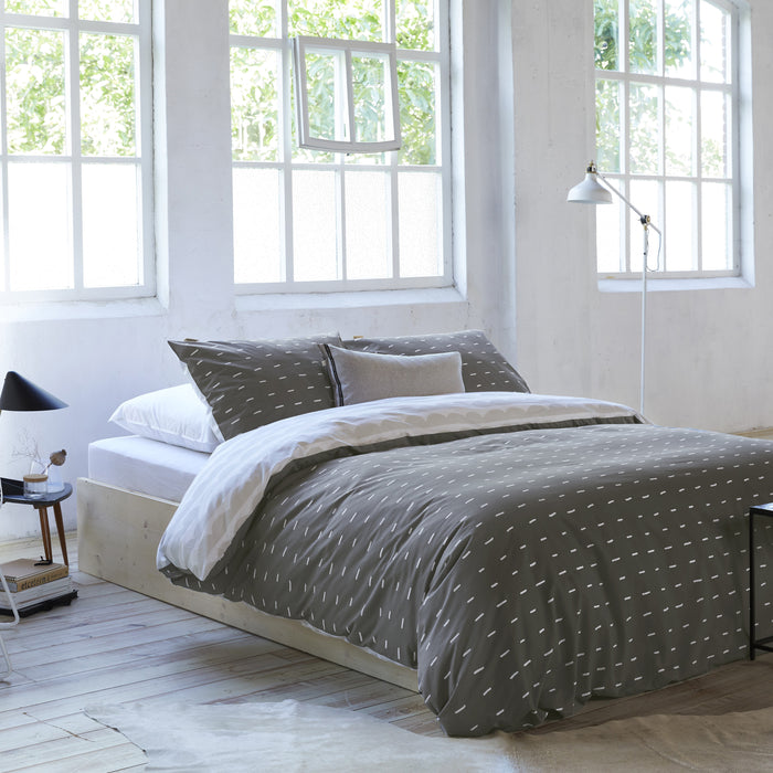 Walra More Dashes Dekbedovertrek 240 x 220/240 cm - Off black