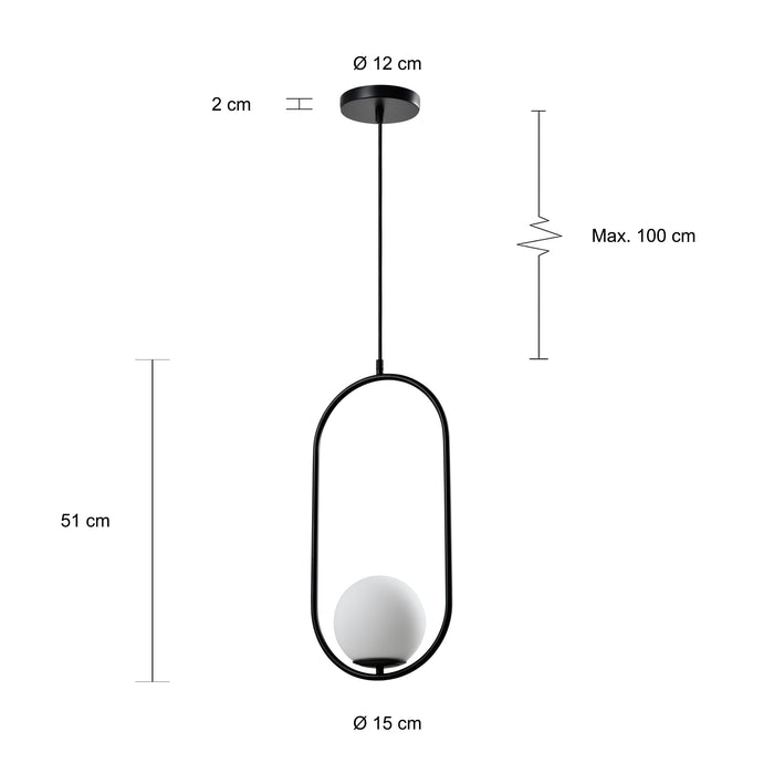 QUVIO Hanglamp glas langwerpig zwart - QUV5123L-BLACK