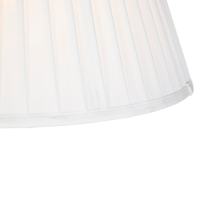 QAZQA Hanglamp staal met plisse kap crème 35 cm - Blitz