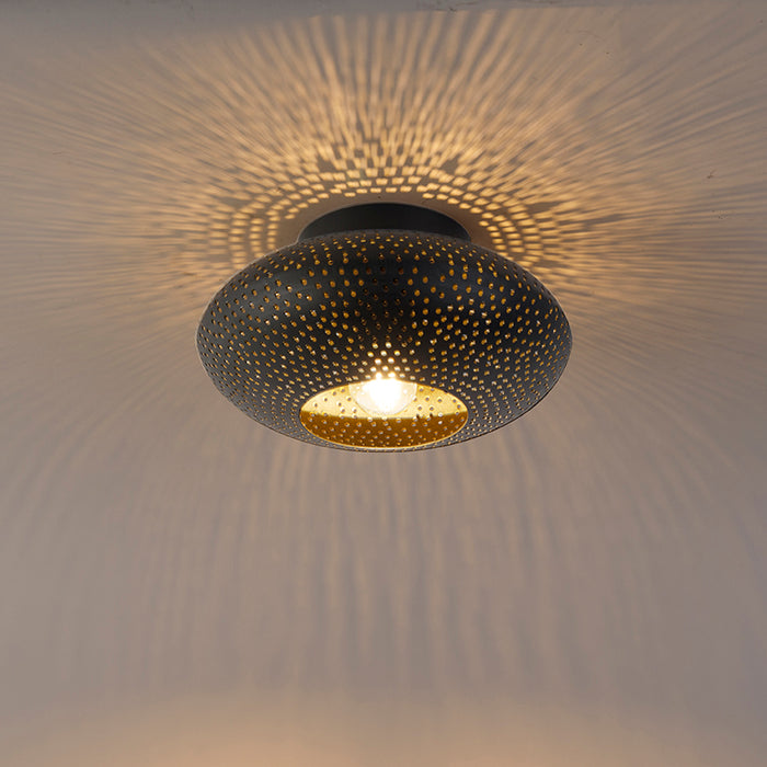 QAZQA Oosterse plafondlamp zwart met goud 25 cm - Radiance