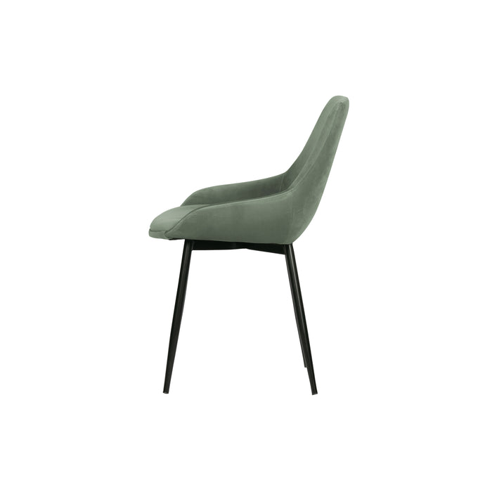 WOOOD Selin Eetkamerstoel - Fluweel - Bleekgroen - Set van 2