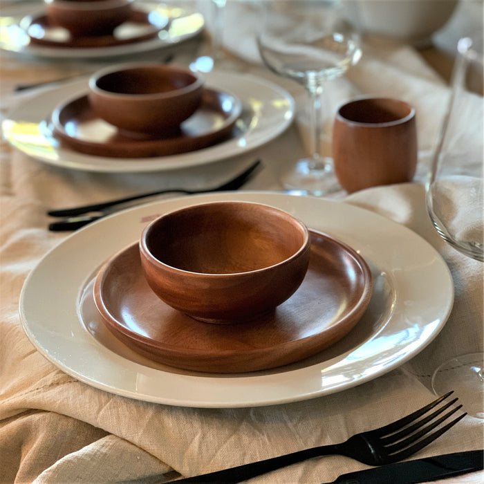 Khaya houten kommetjes Ø 12 cm - set van 2