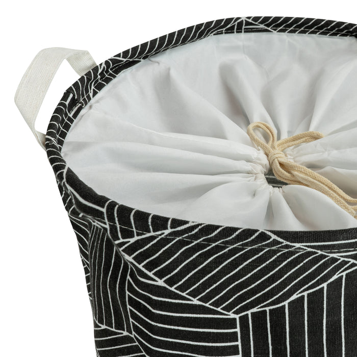 QUVIO Wasmand rond stof - hexagon - Zwart