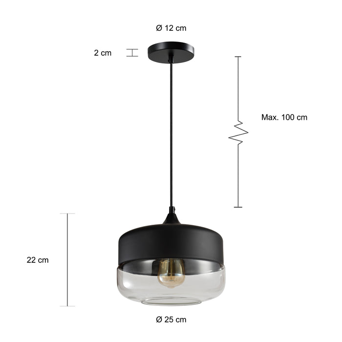 QUVIO Hanglamp glas zwart - QUV5101L-BLACK